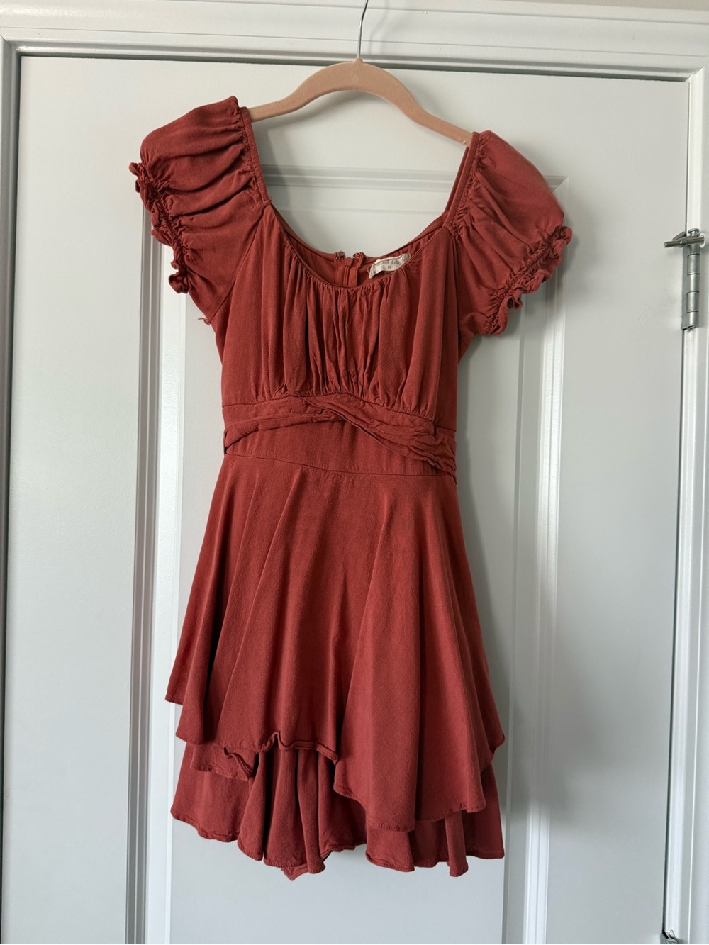 Altar'd State Burnt Orange/Rust Flutter Sleeve Mini Romper